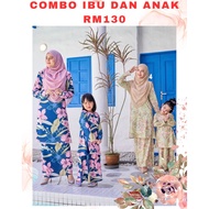 Baju Raya 2023 Sedondon Ibu dan Anak Baju Kurung Tanpa Gosok PLUS SIZE XS-5XL