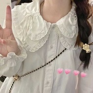 Blouse Women Lolita Lovely Lace Doll Collar Lace Up Long Sleeve