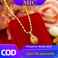 Philippines Ready Stock COD Pure gold 18k pawnable saudi original necklace Water Ripple Clavicle Hollow Ball Drop Flower Hydrangea gold necklace for women jewelry gold pawnable sale thailand gold  necklace fashion for women pendant gifts for women