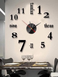 1套創意亞克力大型diy數字時鐘,黑色,用於書房、客廳裝飾