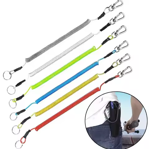 1.2m/2m/3m Max Stretch Plastic Spring Elastic Rope Fishing Lanyards With Carabiner Boating Ropes Ant