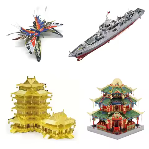 3D Metal Puzzle Colorful Butterfly 1942 motorcycle 055 Destroyer Ship model KITS Assemble Jigsaw DIY
