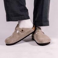 Birkenstock Boston Suede Soft Footbed Clogs Taupe Original Sandals
