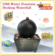 Feng Shui Stone Ball Waterfall Fountain Home Desktop Decoration Tabletop Ornaments water fall feng sui USB light 风水 deco