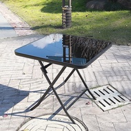 Portable Table Chair Courtyard Round Glass Square Table Folding Balcony Cafe Milk Tea Shop Table Iro