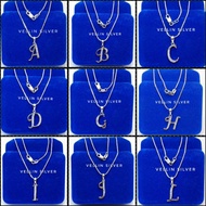 925 Silver Alphabet Letter Necklace with White Gold Plating Authentic 925 Silver Initial Necklace/