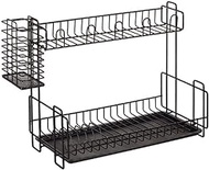 Space Saving Dish Rack 2 Tier Dish Drainer With Removable Drip Tray, Cutlery Holder Dish Rack In Kitchen Counter Dish Drying Rack (Color : Black)