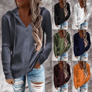 knitted top knitted sweater Hooded Stripe Knit Sweater - Casual Fall Winter