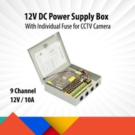 9 Channel 12V 10A CCTV Power Supply Box With Individual Fuse