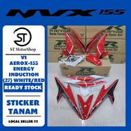 YAMAHA NV-X NVX V1 AEROX-155 ENERGY INDUCTION (27) WHITE/RED COVER SET (STICKER TANAM) RAPIDO NEW ACCESSORY AKSESORI