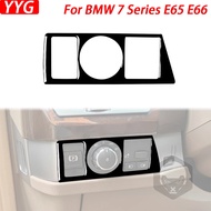For BMW 7 Series E65 E66 2002-2008 Car Accessories Piano Black Headlight Switch Panel Cover Interior