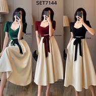 [FG] Wrapped Ribbon Top w/ Beige Skirt Set SET7144 TR