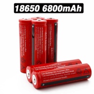 18650 li-lon Bateri Lithium Battery Durable Premium 6800mAh Red Rechargeable