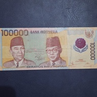 Uang Kuno Negara Indonesia Polymer 100rb /100000 Soekarno -Hatta 1992