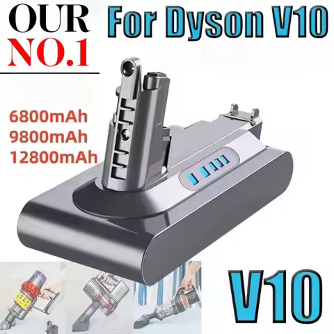 2025 New Improved 100% Lithium Replacement Battery, 25.2V, 12800mAh, Used for Dyson Cyclone V10 Abso