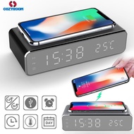 Wireless Charger Led Electric Alarm Clock 2 In 1 Digital Desktop Wireless Phone Charger Thermometer cynthia