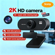 Somy Computer Webcam HD For PC 2K Min i Web Camera with Microphone USB 2.0 Web Cam For Mac Laptop De