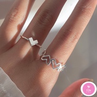 C3S 2 Piece Set Love Heart-Shaped Ring Female Fashion Personality Design Ins Opening Adjustable Ring