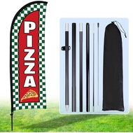 Bendera Bulu Pizza untuk Pengiklanan Perniagaan 7 x 5.4 kaki, Tanda Bendera Pengiklanan Pizza dengan