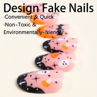 Sticker Halloween costume nails 24 nails, pumpkin shaped nails