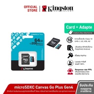 Kingston ความจุ 64GB128GB256GB รุ่น microSDXC Canvas Go Plus Gen4 200MB/s A2 U3 V30 Card + Adapter (