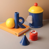 Beihanmei High-value Creative Dopamine Tissue Box Vase Dental Floss Tube Ceramic Home Desktop Decora