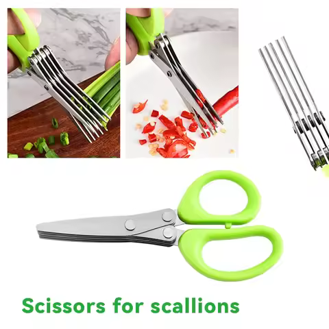 Multifunctional Scissors Stainless Steel 5 Layer Kitchen Scissors Scallion Cutter Pepper Herb Laver