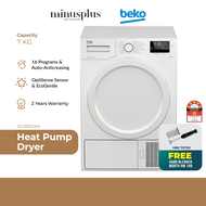 Beko OptiSense 16-Programs EcoGentle Auto-Anticreasing Heat Pump Dryer (7KG) - DPS7405XW3