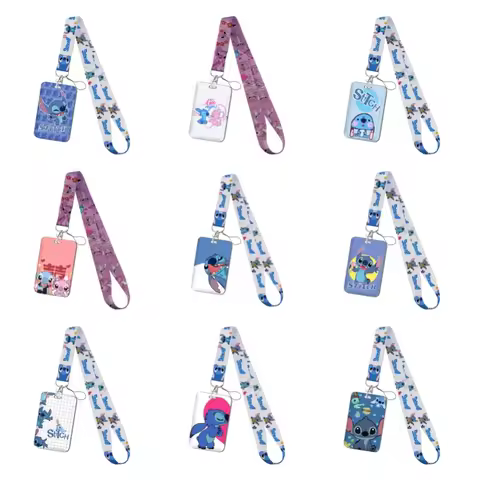 Disney Stitch Angel Cartoon Student Meal Card Bus Card Holder Access Control IC Campus Card holder