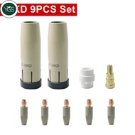 YGS 9Pcs/Set, 24KD New Coating Protection nozzle  0.8/1.0/1.2mm MIG Torch Gas Nozzle Tip Holder of 2
