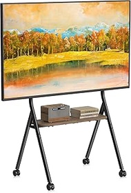 TV Stand with Wheels for TVs from 32 to 80 inches (up to 55 kg), Mobile Portable TV Cart with Shelf 