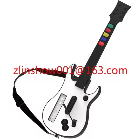 White Wireless Hero Rock Band With Straps WII Guitar Hero Controller for Hero and Rock Band Games