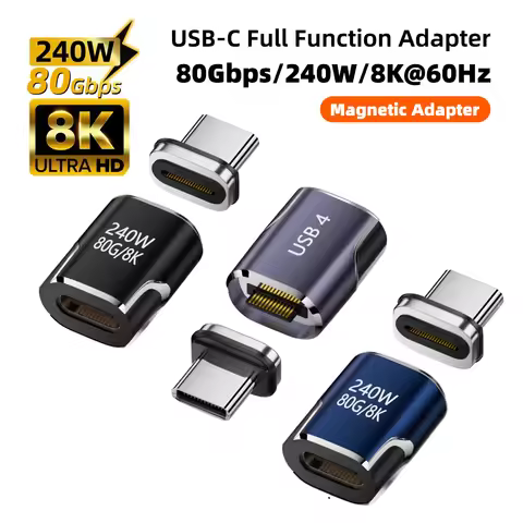 USB4 Thunderbolt4/3 Magnetic USB C To Type C Adapter 240W 80Gbps Fast Charging Magnet Charge Convert