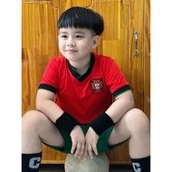 [WITH NAME PRINTED] PORTUGAL ronaldo children's soccer jersey set, all sizes for children 8-65kg, co