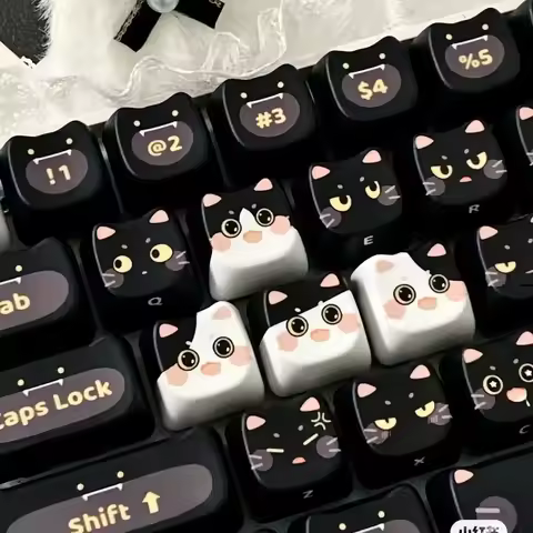 24h Shipping MAO Black Cat Keycaps 142 Key Customized Cute Ailice Keycap PBT Dye-sub Mechanical Keyb