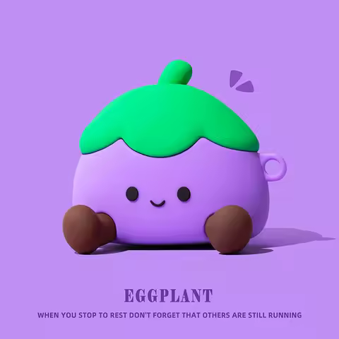 for AirPods 4 Case 3D Eggplant Cartoon Cute Earphone Case for AirPods Pro 2 Charging Box Silicone Co