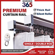 [FULL SET] Borong365 Aluminium Curtain Rail Rod Rel Langsir Curtain Track Besi Langsir 窗帘滑轨 Single &amp; Double Rail