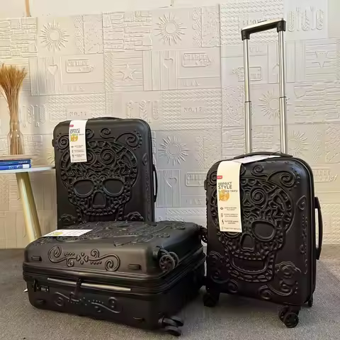 Personality pop elements travel luggage Punk Trend Skeleton suitcase 20" boarding box 24/28" customs