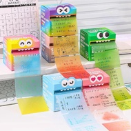 LOOKSHOW 105Sheets/roll Pull-Out Sticky Notes Student Stationery Colorful Transparent Funny Note Mem