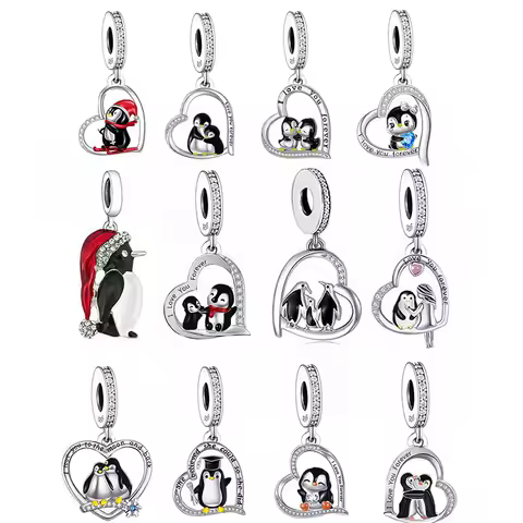 FC Jewelry Fit Original Pan Charm Bracelet 925 Silver Couple Penguin I Love You To The Moon Back Bea