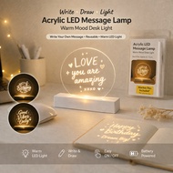 LED Acrylic Memo Board Message Lamp Night Light Desk Mood Light Write Drawing Board Lamp
