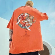 【M-8XL】Summer Hong Kong style China-Chic Shunfeng Shunshui Print Men T Shirt Oversized Sports Short 
