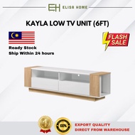 ELISA HOME KAYLA 6 Feet Low Tv Cabinet/Kabinet/Almari Tv/Rak - Fit To 75 Inches