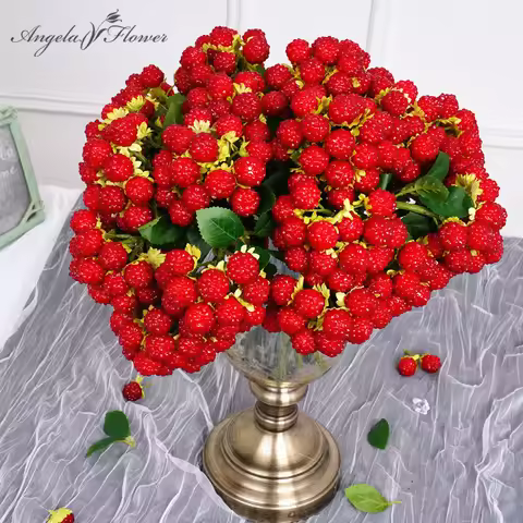 Artificial Fruits Christmas Berry Multi-headed Raspberries Bouquets Home Living Room Table Vase Part