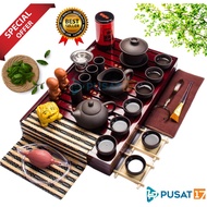 KAZU CHINESE TEA POT SET COMPLET C01 / CHINESE TEA TRAY POT SET / MEJA TEH CHINA SET KAYU/ SOUVENIR 