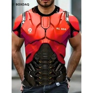 Men Mecha Armor T-Shirt New Style Summer Oversized Short-Sleeved 3D Printing Street Fashion Men's 6X