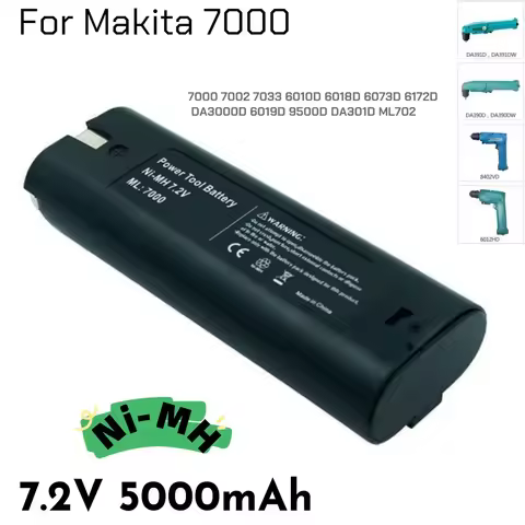 7.2V 5.0Ah Ni-Mh Battery Replacement for Makita 7000 7002 7033, 6010D 6018D 6073D 6172D DA3000D 6019