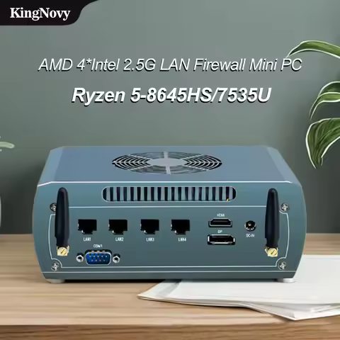 FU04 Mini PC, AMD Ryzen 5 8645HS/7535U, Gaming Computer, 4x Intel 2.5G LAN, 2x DDR5, 2x NVMe, NAS Fi