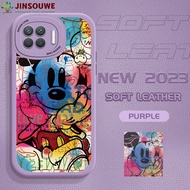 Jinsouwe Cellphone Case For OPPO Reno4 F Reno 4F reno4f Case Casing For Girls Boys Cartoon Graffiti Mickey PU Leather Cover