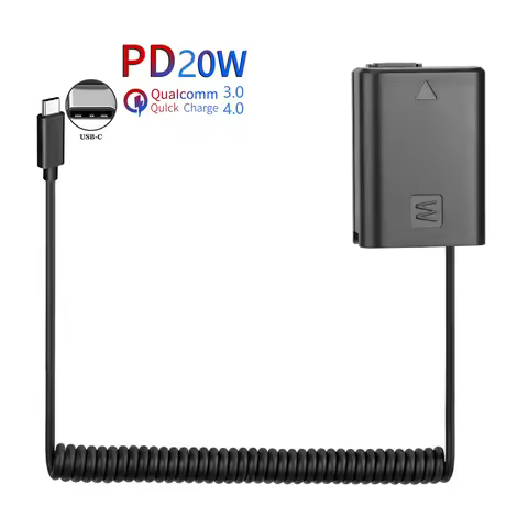 PD USB-C AC-PW20 NP-FW50 Dummy Battery Power Adapter For Sony ZV-E10 A7M2 A7II A7S2 A7R A7RII A6000 